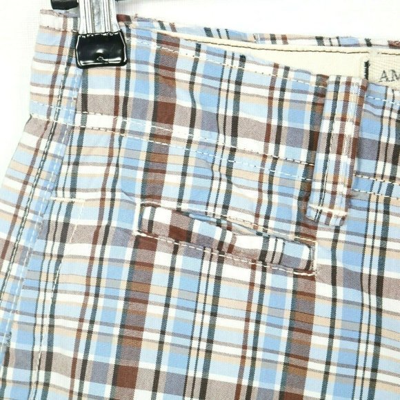 American‎ Eagle Bermuda Board Shorts Blue Brown White Plaid 30 - Picture 8 of 11